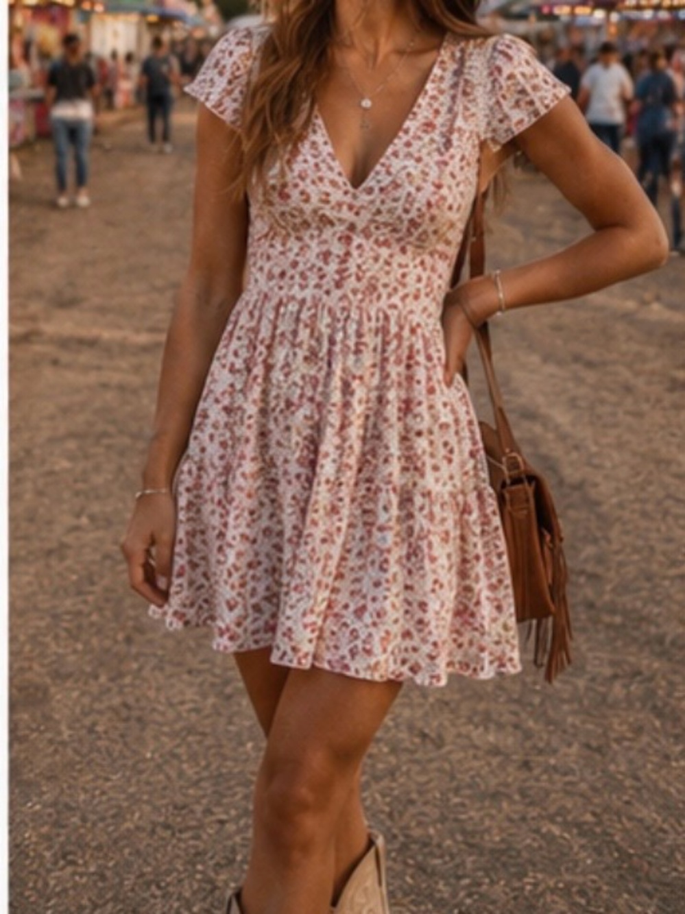 Denim & Supply Ralph Lauren Pink Floral V-Neck Mini Dress